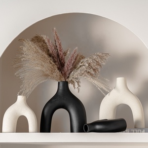 White Ceramic <strong>Vases</strong> Set of <strong>2</strong>, <strong>Flower</strong> <strong>Vase</strong> for Decor, Modern Decorative <strong>Vase</strong> Centerpiece for Wedding Dinner Table Party - Product Image 3