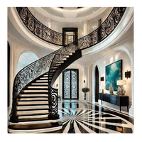 Escalier Courbé Intérieur au Design Moderne, Marches Métalliques Durables, Garde-Corps Métallique, Escaliers Courbes Personnalisés pour la Décoration Intérieure d'Appartement