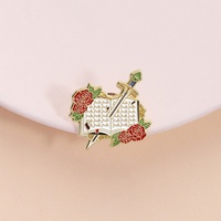 Broche Fantaisie Peinte Épée de Héros Rose, Badge Métallique, Accessoires Vestimentaires, Épingle de Col, Vente en Gros Usine