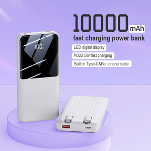 Custom Built-in Cable 10000mah Powerbank PD 22.5W Fast <b>Charging</b> Portable Digital Display Power Bank for Phone Charge - Product Image 4