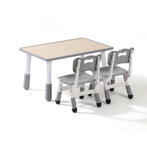 Table d'étude en bois SINKIPA pour enfants et ensemble de 2 chaises, réglable en hauteur sur 6 niveaux, mobilier pour enfants pour la peinture, la salle à manger, la chambre, l'école - Product Image 1