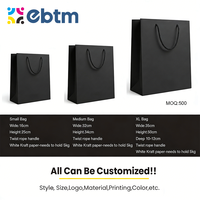 Sacs en papier personnalisés avec logo imprimé, sacs en papier noir de luxe pour vêtements, sacs cadeaux recyclables pour boutique avec ruban et corde