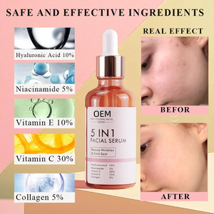 Nouveau sérum de soin de la peau pour le visage 5 en <span class=keywords><strong>1</strong></span> sérum anti-âge blanchissant pour le visage avec vitamine C sérum à la vitamine E niacinamide - Product Image 2