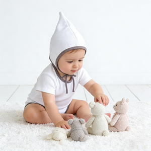 Yivli Yenidoğan Kıyafetleri Bebek Tulum Seti 3-18 Ay Yenidoğan Pamuklu Giyim Toptan Sevimli Bebek Tulumu Uyumlu Şapkalarla - Product Image 1