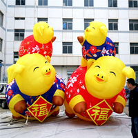 Nouvel an décoration personnalisée gonflable géant Attrayant cochon volant gonflable cochon jaune avec aile impression de logo Gratuite