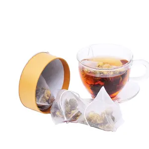Sachet de thé PLA en fibre de maïs Sachets de thé écologiques biodégradables Sachets de thé pyramidaux étiquetés personnalisés