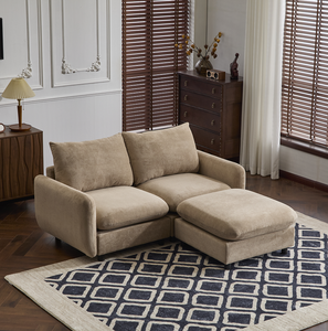 Canapé modulaire en velours en forme de L, 3 pièces, combinaison libre, avec ottoman - Product Image 3