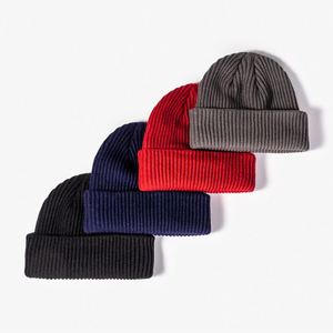 Wholesale Brimless <b>Beanie</b> Thick Acrylic Ribbed Knitted <b>Hat</b> Men's Skull Cap With Custom Label - Product Image 3