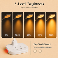 Nueva Lámpara LED Táctil de Oficina Portátil con 5 Colores de Temperatura, Lámpara de Escritorio Regulable con Cargador USB, Luz de Lectura