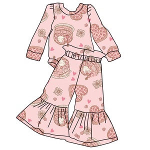 Wholesale Customization Valentine's Day Sublimation 2-piece Set Easter Girl Babys Romper <b>Bell</b> Paper Bag Pants Breathable - Product Image 6