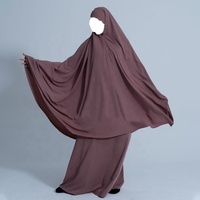 Ensemble Abaya de Prière 2 Pièces Personnalisé Medina Nida avec Khimar Instantané au Niveau du Genou, Robe Modeste pour Femmes Musulmanes du Ramadan, Abaya Islamique en Gros