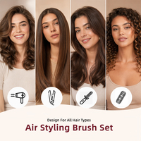 PRITECH Ensemble de brosses à air chaud professionnelles, sèche-cheveux, styler, fer à boucler détachable, lisseur, peigne séchant