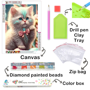 Abstrait 30x40 40x50 Coloré Animal Diy Peinture Plein Rond Foret Mosaïque 5D Diamant Peinture Kits Chat - Product Image 1