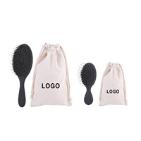 Brosse à cheveux en gros avec logo personnalisé, en poils de sanglier, pour extensions et perruques bouclées, pour femmes