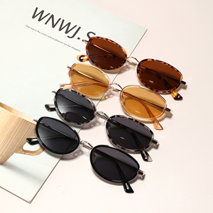 משקפי שמש CONCHEN איכותיים מסגרת מתכת וינטג' קטנה סגלגלה עם עדשות מקוטבות UV400, לוגו בהתאמה אישית, משקפי שמש בעבודת יד מאצטט - Product Image 1