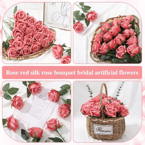 Wholesale <b>Artificial</b> <b>Flowers</b> <b>Artificial</b> Silk Rose Petals Long Stem Roses for Valentine's Day Wedding Bouquet Home Party Decor - Product Image 6