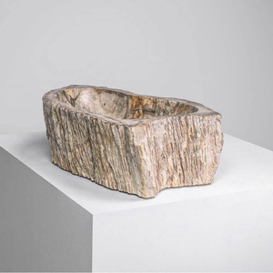 Lavabo de salle de bain en bois fossile naturel brun vieux de plusieurs milliards d'années - Product Image 5