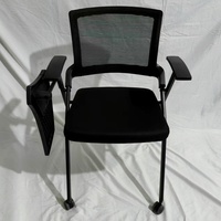 Chaise de bureau en maille confortable au design moderne chaise de formation table d'écriture à roulettes accoudoir pour salle de réunion prix scolaire
