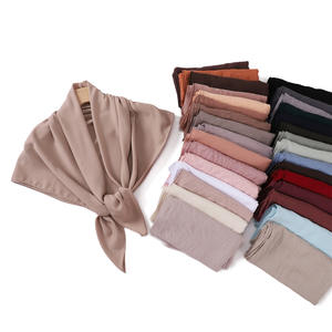 Tela de algodón una pequeña bufanda cuadrada plisada hijab liso mujer tudung bawal 90x90cm - Product Image 1
