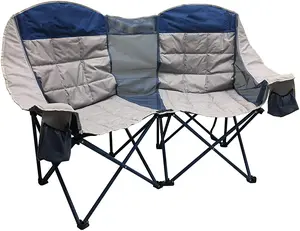 מושב כפול כבד החובה נייד מתקפל חוף כיסא דשא כיסא עם אחסון עבור מחוץ נסיעות פיקניק