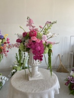 Boule de fleurs personnalisée, ranunculus rose, orchidée, fleurs artificielles faites à la main pour la décoration de mariage, centre de table, décoration de fête