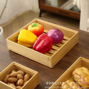 Boîtes de rangement en bambou, organiseur de bureau en bois pour le stockage des légumes et des aliments dans la cuisine, avec couvercles, lot de quatre tailles - Product Image 2