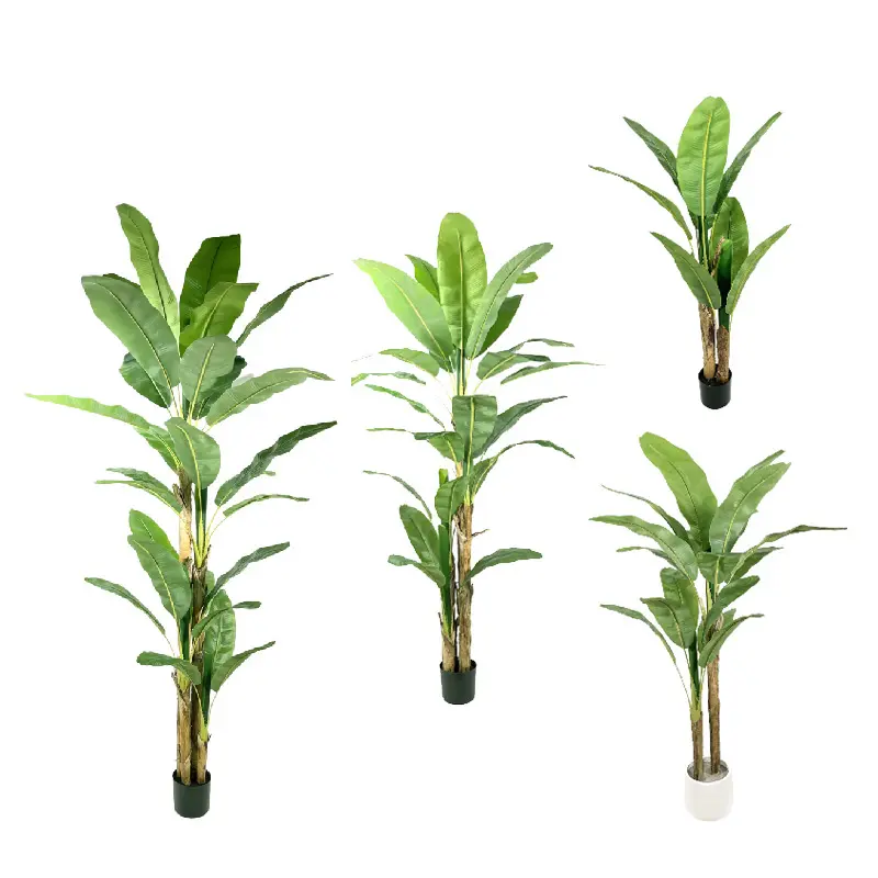 Vente en gros de grandes plantes décoratives en plastique Bananier artificiel pour aménagement paysager d'intérieur Arbre artificiel géant avec vraie écorce