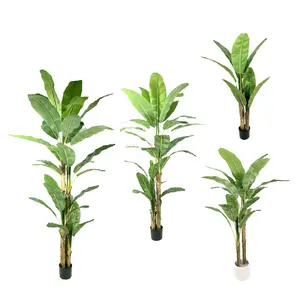 Large plastic decorative plants wholesale indoor landscaping artificial banana tree Giant artificial tree with real bark