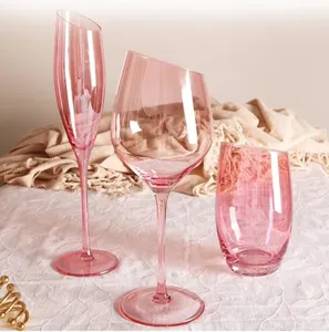 Flamingo Incliné Champagne Verres À Vin Tasse À Eau Ensemble Cristal Lumière De Luxe Rétro Gobelet Maison Rose Haute Valeur Bordeaux Verre À Vin