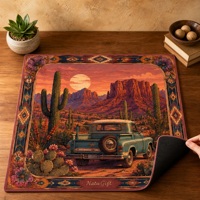 Tapis de Mahjong américain moderne NatuGift, pliable, antidérapant, réduction du bruit, motif cactus Saguaro