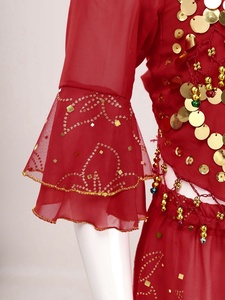 2-12 Kids Girls Belly <b>Dance</b> Outfits Lace-Up Crop Top With Floral Print Bloomers <b>Pants</b> For Theme Party Competition Performance - Product Image 4