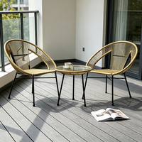 Ensemble de meubles de jardin en rotin PE moderne et simple, pliable, avec cadre en fer, table et chaises, type œuf