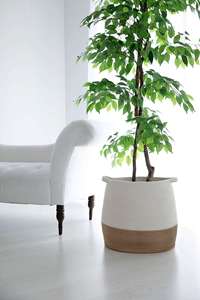 Rope Storage Basket Collapsible <strong>White</strong> Folding Weave <strong>Laundry</strong> <strong>Hamper</strong> - Product Image 2