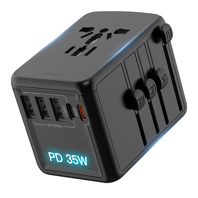 35W Electrical Universal Travel Adapter With Type C / USB Multi Socket Plug Chargers Travel Adapters