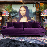 Canapé trois places en velours violet foncé de style nord-européen Yicheng Beauty pour salon, meubles design pour la maison