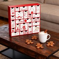 Calendrier de l'Avent en Bois Rouge 2025 Réutilisable 30 cm 25 Tiroirs de Rangement Taille et Couleur Personnalisables Calendrier de Compte à Rebours de Noël pour