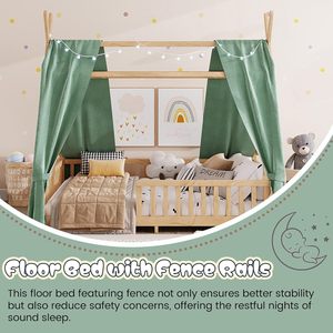 <span class=keywords><strong>Lit</strong></span> Montessori taille double avec éclairage et lattes, <span class=keywords><strong>lit</strong></span> <span class=keywords><strong>tipi</strong></span> en bois pour enfants garçons filles - Product Image 3
