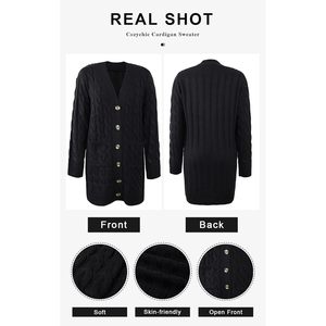 เสื้อคาร์ดิแกนไหมพรมแขนยาว FOXA สำหรับผู้หญิง แบบติดกระดุมด้านหน้า มีกระเป๋า เสื้อคลุมไหมพรมลำลองสำหรับฤดูหนาว - Product Image 6