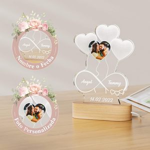 Lámpara Acrílica Personalizada DPDP Hecha a Mano, Regalo de San Valentín, Luz Nocturna con Ilusión 3D de <span class=keywords><strong>Corazón</strong></span>, Decoración LED de Amor para Enamorados - Product Image 5