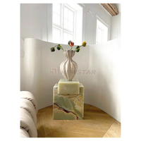 NEWSTAR Table de chambre à coucher en onyx vert Socle en marbre élégant pour le salon Charme