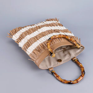 Bolsos de mano informales para mujer, borlas de verano, estilo bohemio, Asa de bambú, bolsos de playa, cremallera, vacaciones, tejido de hierba, nuevo <span class=keywords><strong>Bolso</strong></span> para mujer - Product Image 4