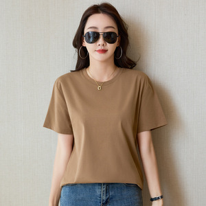 Camiseta de Mujer 74% Algodón 26% Poliéster, Corte Regular, Camisetas Básicas de Verano de Manga Corta, Camisetas con Logotipo Personalizado por Serigrafía - Product Image 4
