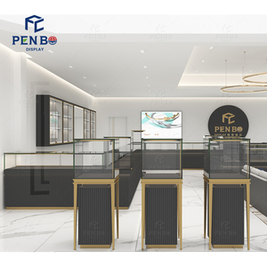 Kim loại đứng tủ kính bán lẻ GỖ Kính hiển thị trường hợp hiện đại Wall Mount thắp sáng đồ trang sức Showcase cho trung tâm mua sắm - Product Image 1