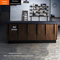 Table de bar en bois de style industriel rétro personnalisable pour les cafés, les salons de thé, les salles de sport, les bureaux d'accueil, les restaurants