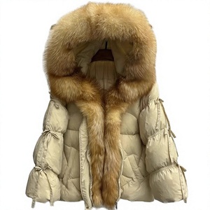 Manteau d'hiver rembourré en polyester pour femme OUDINA, style européen haut de gamme, avec capuche en fourrure de renard, duvet de canard blanc respirant, fermeture éclair épaisse - Product Image 2