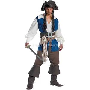 Costume de pirate des Caraïbes pour homme, pour Halloween, fête costumée, spectacle sur scène, jeu de rôle - Product Image 3