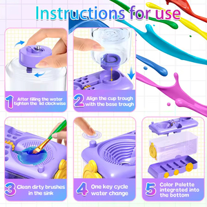 Nouvelle machine <span class=keywords><strong>de</strong></span> nettoyage <span class=keywords><strong>de</strong></span> pinceaux avec bouton <span class=keywords><strong>de</strong></span> vidange et circulation automatique <span class=keywords><strong>de</strong></span> l'eau, seau <span class=keywords><strong>de</strong></span> nettoyage, outils d'art - Product Image 4