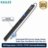 KAILES(KLS) KLS-K66 Série MA 16A PDU intelligent monophasé à double port réseau 200-240Vac 16 prises 3840W Bouton noir