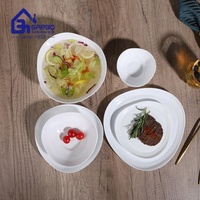 Service de table en opale de forme irrégulière pour la maison Verrerie en opale de table Assiettes Assiettes à soupe en opale Bols à salade Creux Verrerie en opale