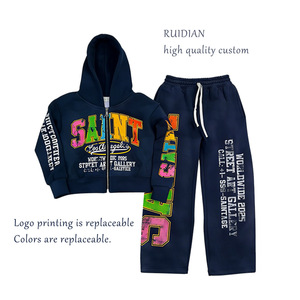 <strong>2026</strong> <strong>Boys</strong>' 2pcs Cotton Casual Jogger Set Custom Street Style Sweatshirt Soft Fabric Outdoor Winter Autumn Oversize Hooded Set - Product Image 1